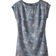 NWT Patagonia Lake Dress Village Byrd Hex Grey 100% Tencel Sz XS
