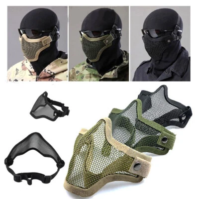 Outdoor Tactical Half Face Mask Mesh Airsoft Mask Mili-tary Headwear Breathable