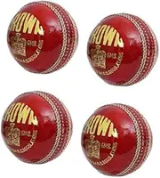 CW Crown Sports Club Red Leather Ball Weight Approx 156 g (4 Cricket Leather Balls) Hard Ball Top Grade Senior - Men Leather Balls Leather Red Cricket Ball Original Quality