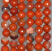 6MM RED BRECCIATED JASPER GEMSTONE FACETED ROUND LOOSE BEADS 15"