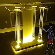 Acrylic Podium Pulpit, Portable Podium Stand, Classic Lectern Laptop Desk with Edge Stopper, Speaker Rolling Podium for Teachers, Mobile Stand Up Desk for Speeches