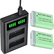 2 Packs NB-13L NB 13L Batteries Dual Charger with Type C Port for Canon PowerShot G5 X G5X G7 X G7X G7 X Mark II G9 X G9X Camera