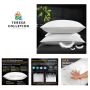 Goose Feather Pillow King Size Set of 2 Hotel White Goose Down Bed Pillows fo...