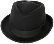 [Generic] Wool Felt Fedora Hat Vintage Noble Flat Top Hat Crushable Boater Hat Panama Hats