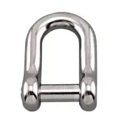 STAINLESS STRAIGHT D SHACKLE WITH NO SNAG PIN 1/4" 316 SS