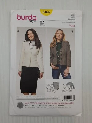 Burda Sewing Pattern 6464 Women's Jacket Pattern Size US 8-18 EUR 34-44 NEW