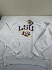 LSU Tigers Champion Reverse Weave Men's Grey Crewneck Size Lg Brand New