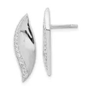 Sterling Silver Polished & Brushed Cz Fancy Post Earrings