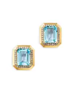 Bloomingdale's Fine Collection Sky Blue Topaz & Diamond Frame Stud Earrings in 14K Yellow Gold