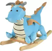 Kids Plush Ride-On Rocking Horse Toy Dinosaur Ride Rocking Chair with Realistic