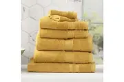 7pc Renee Taylor Stella Bath Towel Mat Set Soft Bamboo Cotton 650 GSM Mustard