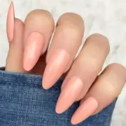 MEDIUM ALMOND *PEACH FUZZ* Full Cover 24 Glossy Nail Tips Press On Glue Set!