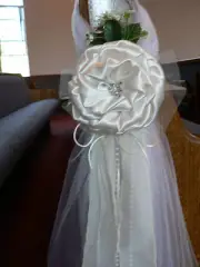 Wedding decor. Chair Bows, Pew Bows, Ivory Church Aisle Pew decoration