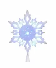Kurt Adler 10-inch Cool White LED Glitter Snowflake Treetop New