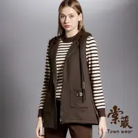 在飛比找momo購物網優惠-【TOWN’WEAR 棠葳】休閒連帽內刷毛背心外套(女上衣/