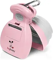 DogBuddy Pooper Scooper, Portable Dog Pooper Scooper, Poop Scoop for Small and Large Dogs, Pooper Scooper with Bag Attachment, Leash Clip and Dog Poop Bags Included (Medium, Pink)