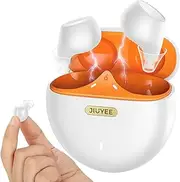 Rechargeable Bluetooth Hearing Aids for Mild to Moderate Hearing Loss - OTC - Self-Fitting - in-The-Ear (ITE) Design with Noise Reduction - Includes Charging Box - Design with Noise Reduction, White