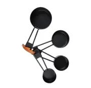Round Measuring Cup & Spoon Set With Handles Stackable Non Stick Coated SS BLACK