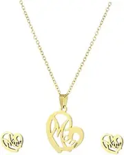 [VALICLUD] 1 Set Heart Shape Pendant Necklace Earrings Set for Mother's Day Elegant Female Accessory Set Jewelry for Parties and Daily Wear Design Charming present for Loved Ones