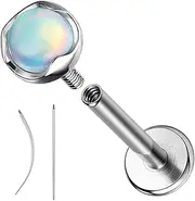 [ZS] 16G G23 Titanium Helix Piercing Jewellery Internally Threaded Labret Conch Piercing Hypoallergenic Tragus Cartilage Earrings Opal Medusa Piercing Jewellery