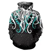 Men's Graphic Octopus Hoodie Hoodies Sweatshirt Hoodie Long Sleeve Hooded Sweatshirt Hooded Casual 3D Print Daily Sports Streetwear Black Blue Print Summer Spr