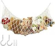 Stuffed Animal Hammock, 59In Extra Large Stuffed Animal Holder Net, Macrame Toy Storage Net for Plush Toys, Cotton Rope Stuffed Toy Hammock Net for Wall Corner Bed End
