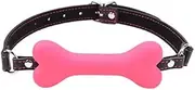 Women's Silicone Dog Bone Ball Gag Mouth Plug Adjustable Leather Bondage Fetish Slave Restraint Sexy Game Toys for Couple (PINK)