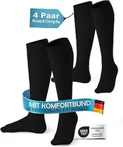 [MEDOLY] Knee Socks for Men and Women (4 Pairs) with 85% Cotton, Comfort Waistband, Stockings without Cutting Waistband and Without Seam