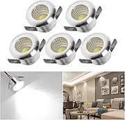 5 5-Pack Small Recessed Ceiling Lights, Elitlife 3W LED Small Spot Lamp Cold White Ceiling Light with Transformer Flush Mount Downlights for Living Room Cabinet