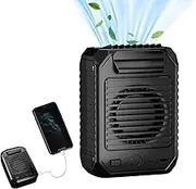 HOOMFIT Portable Waist Fan, Belt Fan, 10000mAh USB Rechargeable Wearable Shirt Fan with Lanyard, Powerful Waist Fan for Travel, Camping, Outdoor, Workplace, Farms. (black)