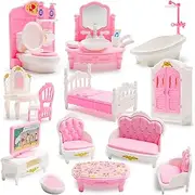 20 Pcs Mini House Furniture Set Miniature Bedroom Living Room Bathroom 1:12 Furniture Accessories Model
