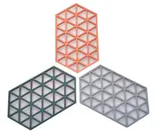 3PCS High Temperature PVC Hollow Tea Coaster Non-slip Placemat Insulation Pad Non-slip Insulation Anti-scalding Bowl Mat-3