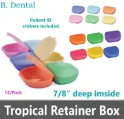 12 /Bx Dental Ortho Retainer Boxes Denture Case, Mouthguard Containers Box
