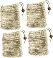 VALICLUD 4 Pack Burlap Soap Storage Foaming Net Facial Maker Bag Soap Holder for Home Travel
