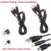 2in1 USB Charge Cable Data Transfer Power for Sony PSP 1000 2000 3000 Black new