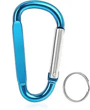 [Foweroty] Carabiner Clip, 3" Aluminum Clips D Ring Shape Carabiner, Key Chain with Key Ring Keychain Hook