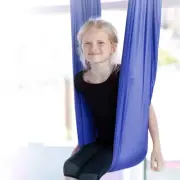 (Blue)Children Hammock Polyester Stretchy Kids Sensory Aerial Yoga Hammock HO