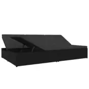 Convertible Sun Bed Wicker Rattan Garden Patio Daybed Lounge Chair Black
