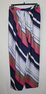 Maeve Anthropologie Silky Balloon Pants Side Button Striped Multi Size 10 NEW