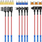 Nilight - 50040R 12V Car Add-a-Circuit Fuse Adapter with Standard and Mini TAP Profile TAP Blade Fuse for Cars Trucks Boats, 10 Pack Fuse Holder-3 types, Blue, Red, Black