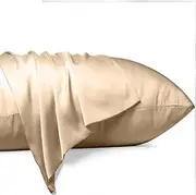 Aufondof 2 Pack Satin Pillowcase for Hair, 20"x 30" Pillow Cases Queen Size for Skin Silk Pillow Cover Super Soft and Smooth Dual Sides Bed Silk Pillow Cover for Women,White (Champagne Gold)