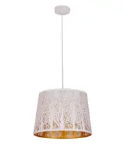 Penshade Interior Slanted with Tree Pattern Laser Cut Pendant Light White