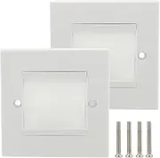 2-Pack Brush Wall Plate – Single Gang Cable Entry Cover for Outlets and Receptacles, White Cable Cover for Neat and Tidy Cords