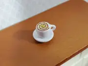 Dollhouse Coffee Mocha Latte Large Ceramic with Saucer 1:12 Scale Miniature Food