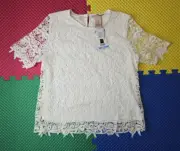 philosophy White Crochet Lace Overlay Blouse Lined Top Women Large L NEW NWT $78