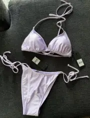 ED HARDY High Side Tie Sexy Tiny lavender bikini set size large