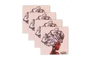 4pc Rayell Ceramic Drink Coaster The Artist Lab Inkheart Jasira Set w Holder