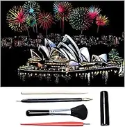 Scratch Art For Adults & Teens, Paint By Scratch 16 X 11.2 Inches, Scratch Off Paper Painting, Scratchart Kit Ornaments, Colorful Sketches Rainbow Scratch Art (Sydney)
