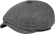 [JowTreex] Newsboy Flat Cap for Men, Herringbone Newsboy Hat,Cotton Ivy Cabbie Driving Hat,Tweed Paperboy Hats(M-L)