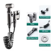 High Pressure Booster Toilet Spray Gun Faucet Copper Dual Control Valve Handheld Bidet Sprayer Toilet Cleaning Hygienic
